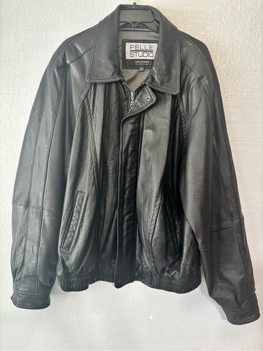 VTG Wilsons Pelle Studio Mens 2XL Jacket Coat Black Genuine Soft Leather